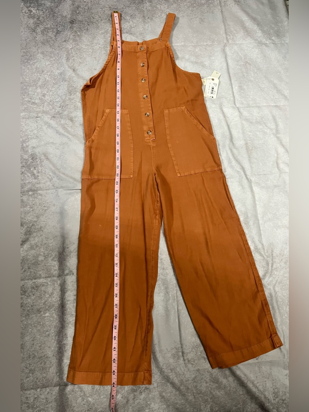Billabong Rust Orange Button-Front Wide-Leg Jumpsuit - Picture 5 of 7